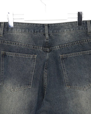 (Unisex) Slash Seam Point Balloon Denim Pants