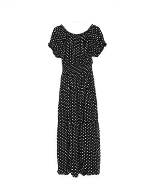 Off-shoulder tiered long dress