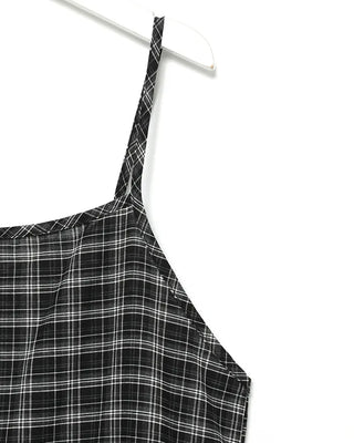 Checked long camisole dress