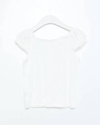 Shirred lace blouse