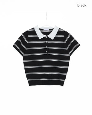 Border Color Slim Fit Short Sleeve Knit