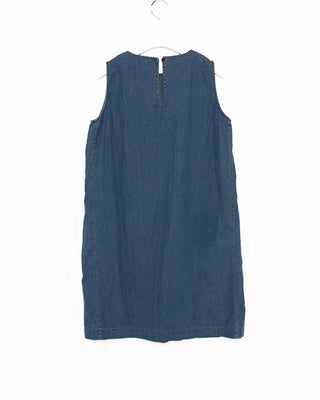 Round neck denim midi dress