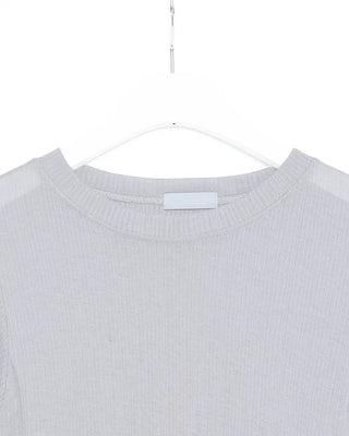 See-through ribbed half-length T-shirt