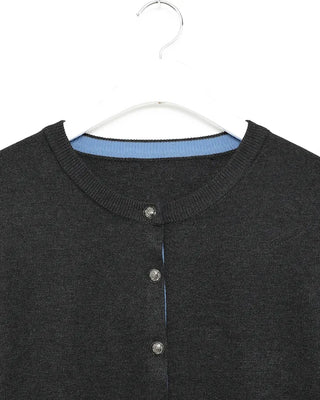 Hem two-tone round button cardigan