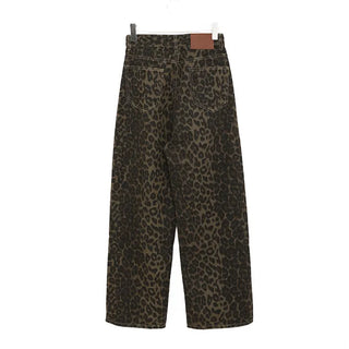 Leopard print semi-wide pants