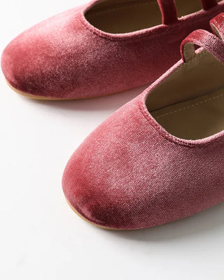 Velvet Mary Jane Flat Shoes