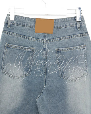 Embroidered denim pants