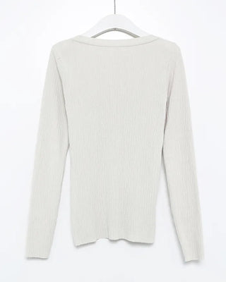 Glass Neck Flower Rib Pile Long T-Shirt