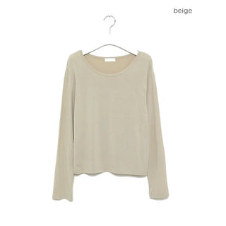 Jewel neck long T-shirt