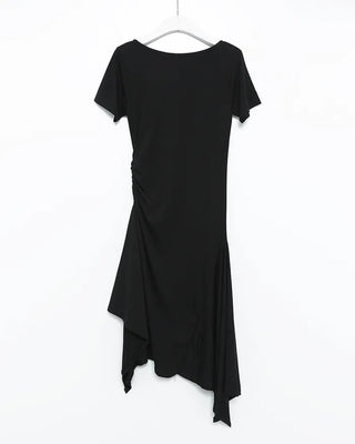 Waist Gathered Asymmetrical T-Shirt Dress