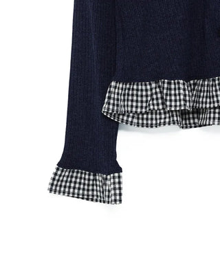 Checked knit cardigan