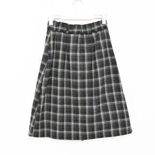 Wool check midi skirt