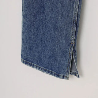 Flared slit denim pants