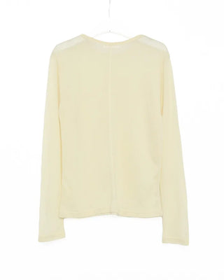 Wool sheer slit long-sleeved T-shirt