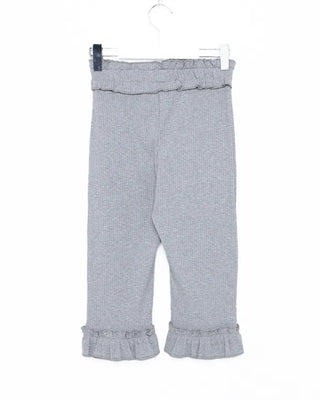 Frilled hem ribbed capri leggings pants