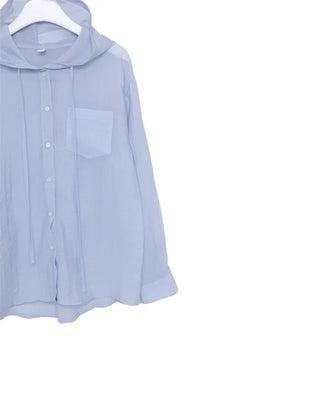 Sheer hooded shirt