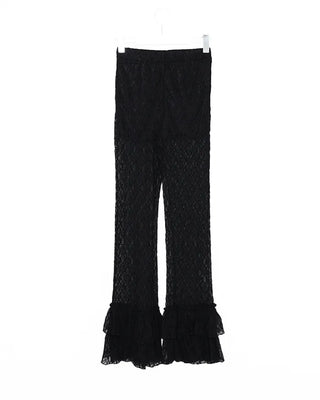 Tiered hem lace leggings