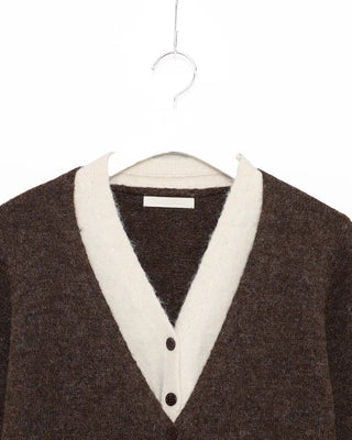 Soft color-blocked V-neck cardigan