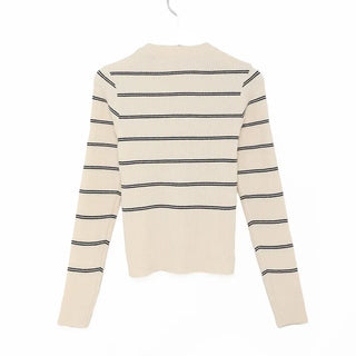 Slim-fit striped ribbed knit