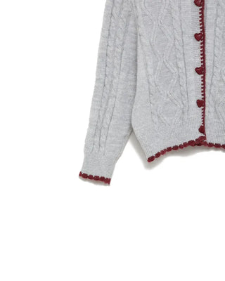 Colorful heart button knit cardigan