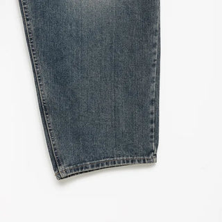 Pleated wide-leg denim pants