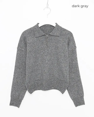 Half-zip-up color knit