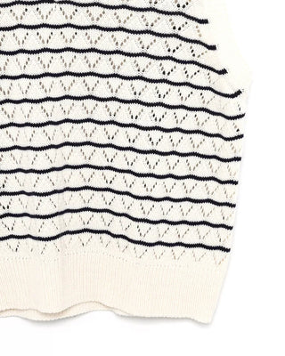 Openwork striped V-neck vest