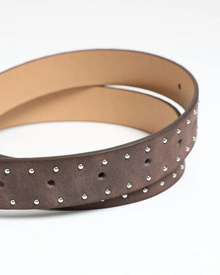 Suede studded buckle belt