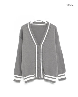 Two-tone cardigan and shorts set