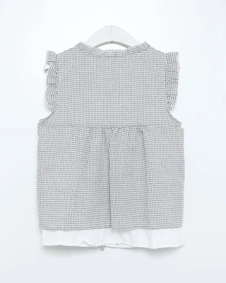 Checkered frill layered sleeveless top