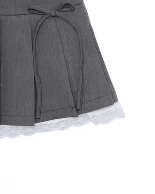 Ribbon pleated mini skirt