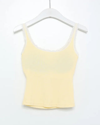 Sleeveless top with lace cap