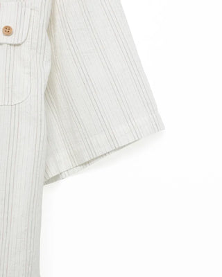 Tab pocket triple stripe half shirt