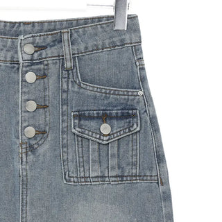 Washed denim skirt