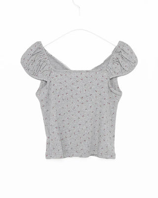 Mini Flower Cap Sleeve Semi-Cropped Top