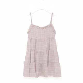 Checked tiered mini dress