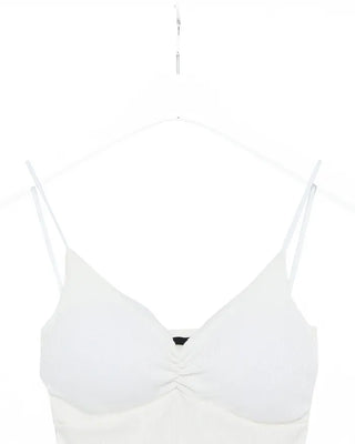 Shirred strap bra top