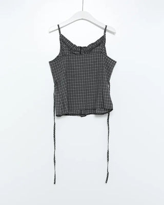 Checkered ruffle bustier
