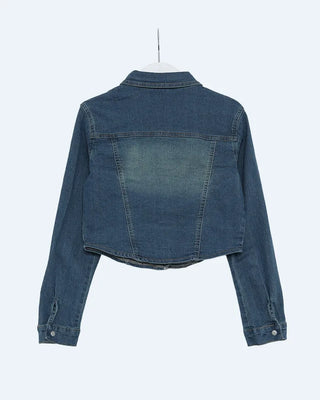 Slim-fit cropped denim shirt