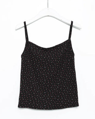 Flower Square Neck Ribbed Camisole