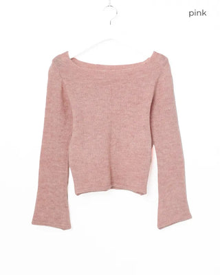 Mohair Mix Long Flare Sleeve Knit