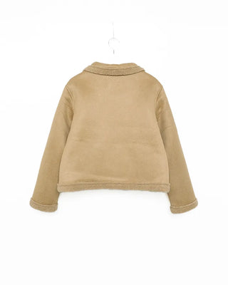 Color pocket sheepskin jacket