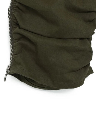 Waist bag elastic gathered side zip capri pants