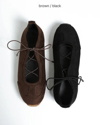 Suede lace-up ballet sneakers