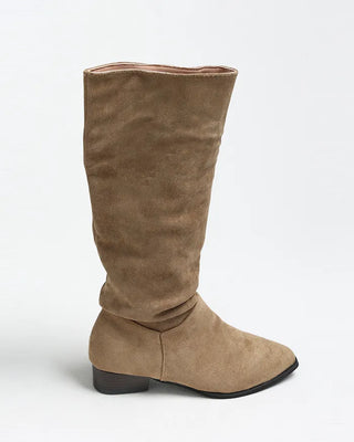 Suede Shirring Long Boots