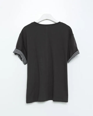 Checked Roll-Up Short-Sleeve T-Shirt
