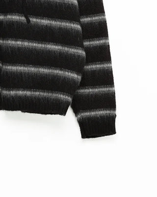 2-way Mohair Border Hooded Cardigan