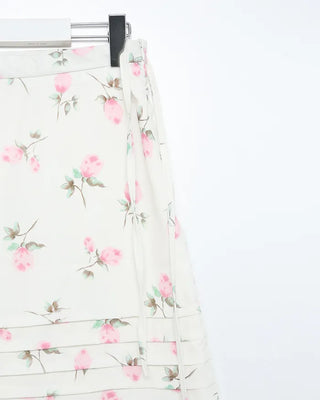 Flower-tucked midi skirt