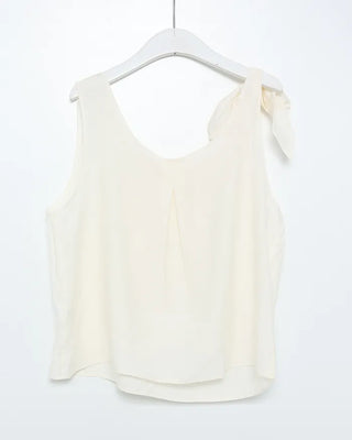 Shoulder ribbon bow tie sleeveless blouse