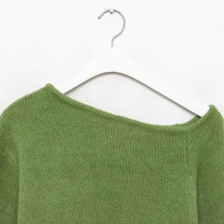 Unique off-shoulder wool knit